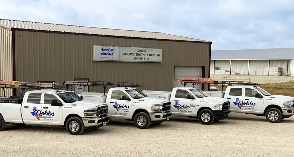 The Dobbs Air Conditioning fleet of work vehicles are on standby, awaiting your AC repair call!